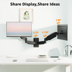13-32" Monitor/LED TV, Gas Spring Wall Mount for 360 Degree Swivel & Tilt View (Dual Monitor Wall Arm)