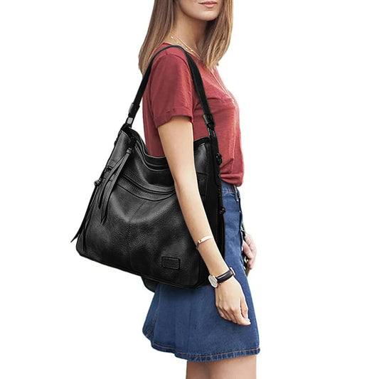 SYGA PACK OF 2 Women's Bags Soft Leather Tote Bag Single Shoulder Crossbody Bag With Clutch (Khaki)