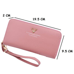 SYGA Women Wallet Female Purse Long Leather Bag Women Clutch Wristlet Antlers Design Zipper Clutch Card Phone Holder Coin Purse_Black