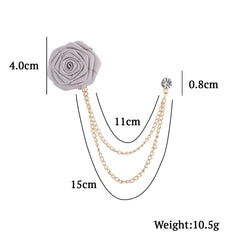 SYGA Rose Flower Brooch Pin for Men & Women,Beautiful Fashion Jewelry with Chain Design(Silver Grey)