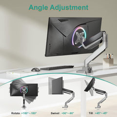 Jin Office Premium Heavy Duty Gas Spring Monitor Stand | 13-46" Monitor Support | Height Adjustable | VESA Compliant Upto 100 * 100mm | 1 Year Warranty | Metallic Finish | 18KG Weight Capacity