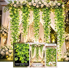 Go Hooked Artificial Hanging Creeper for Home Décor (Pack of 8, 6 Ft) | Money Plant Leaf Garland with 30 Leaves Each | Plastic Decorative Creeper for Balcony, Walls, Garden Decoration
