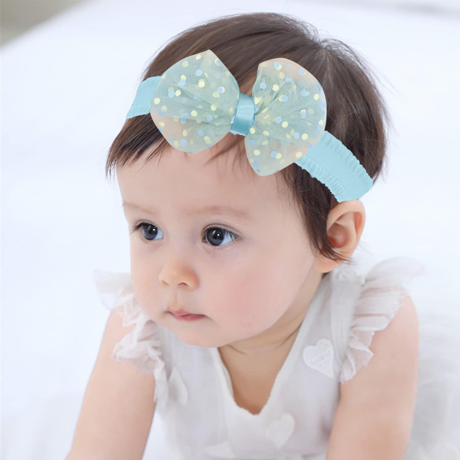 SYGA 3 Pcs Children Girl Baby Elastic Hairband Princess Wind Bow Flower Headband Suit Baby Headdress Photo Hair Accessories for 0-3 Years (Color - A) - Multicolor