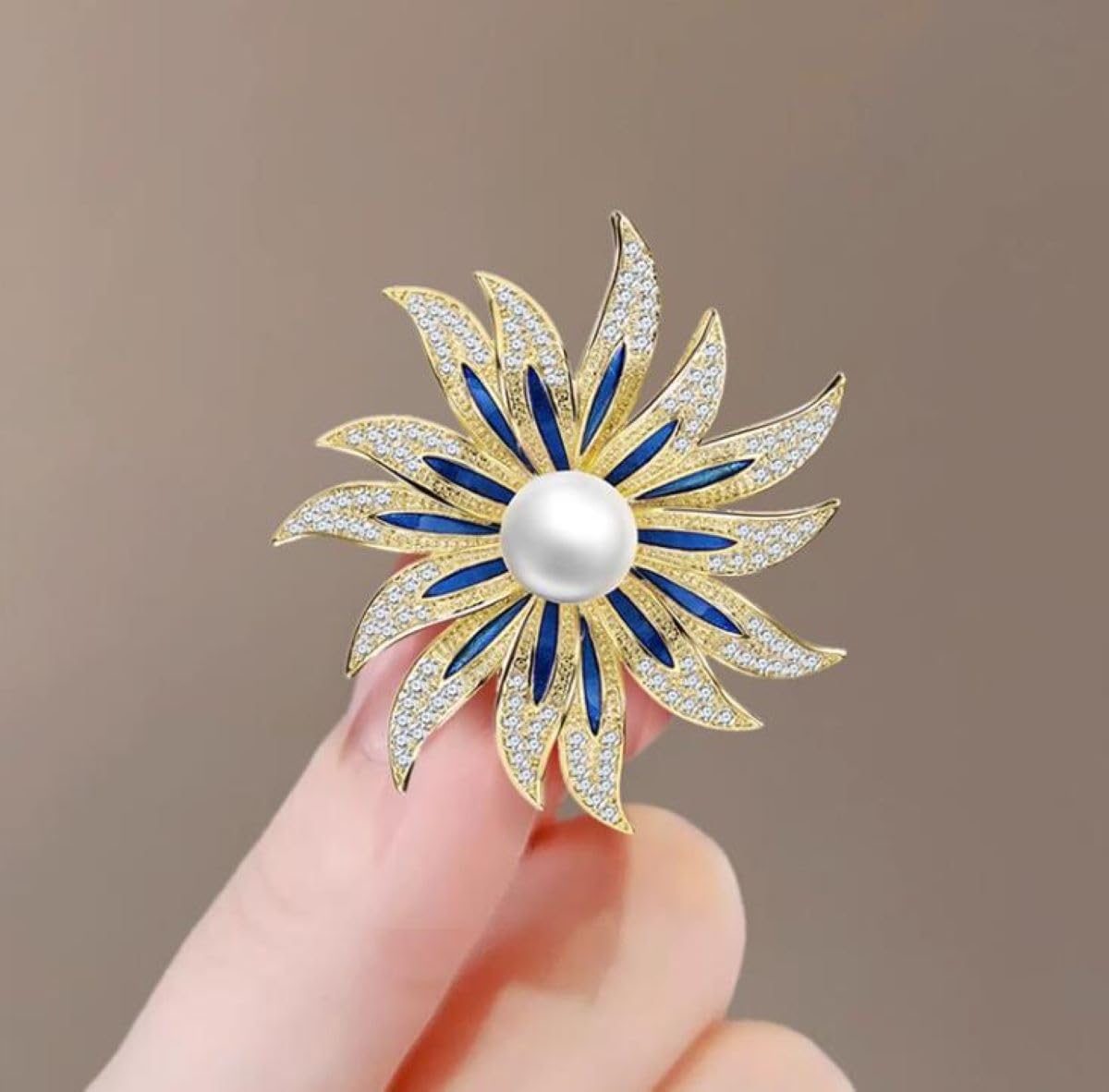 SYGA Brooch Pin Fashion Crystal Rhinestone Jewellery Pin Vintage Clothing Accessories Decoration Pearl Sunflower Brooches For Women- S235