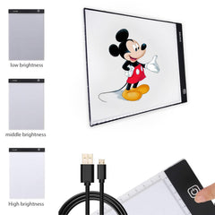 Dwise A4 Size LED Lighted Drawing Tracing Board 3 Adjustable Brightness Touch Button with Scale Measurements