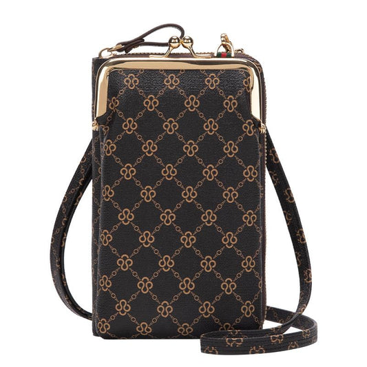 MOMISY Mobile Bag Cellphone Sling Bag Card Holder Wallet Handbag Crossbody multi-function Shoulder Bag for Girls & Women-Diamond (Brown)