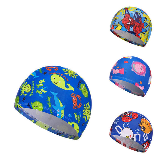 SYGA Children Kids Boys, Girls Cartoon Printed Swimming Cap, Large Multicolour
