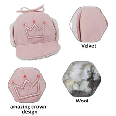 SYGA Toddler Boy's Girl's Winter Warm Trapper Hat Kids Crown Printed Earflap Hat, Free Size, Pink, Suitable for 2-7 Years