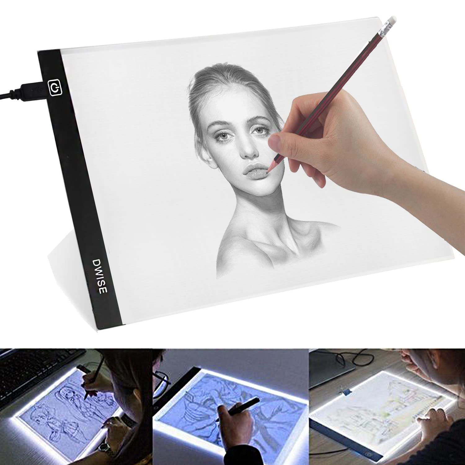 SYGA A4 Size LED Lighted Drawing Tracing Board 3 Adjustable Brightness Touch Button