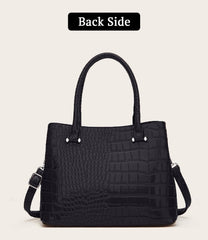 SYGA Women's Handbag Versatile Casual Crocodile Pattern Shoulder Bag(BLACK)