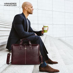 HAMMONDS FLYCATCHER Genuine Leather Office Bag for Men - 15.6 Inch Laptop Bag for Men for Professionals, Business Travelers - Adjustable Straps & Multiple Compartments - 1 Year Warranty - Brown
