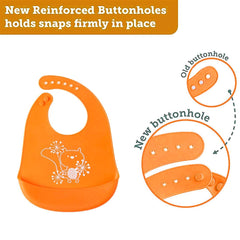 SYGA Waterproof Silicone Bibs with Crumb Catcher Bibs Adjustable For 0-6 Years Unisex Baby- Pack of 3(Color May Vary)