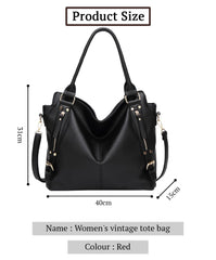 SYGA Women's Tote Bag, Large Capacity, Crossbody or Shoulder Style(Black)