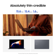 Samsung Galaxy Book4 | Intel Core 5 120U (14th Gen) |16GB RAM | 512GB SSD | Windows 11 Pro | Fingerprint Reader | Intel Iris XE Graphics | RJ45 |15.6"/39.6 cm Full HD |1.53KG | Silver- NP754XGK-LS2IN