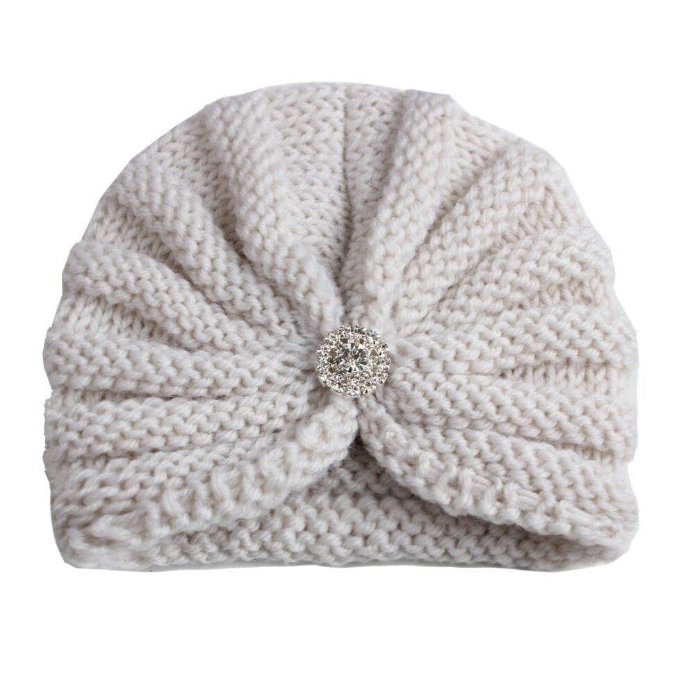 SYGA Baby Turban Winter Cap Handmade Woolen Warm Knit Infant Toddler Unisex Baby Hat 0-3 Years (Black)