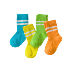MOMISY Striped Tube Ankle Socks for Toddlers, 4 Pairs, Boys and Girls (IN, Age, 12 Months, 24 Months, 4B)