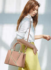 SYGA 2 Pieces Women's Crossbody Handbag Set Mini Satchels with Shoulder Strap PU Leather (Pink)