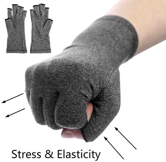 MOMISY Arthritis Gloves Women Men Hand Fingerless Compression Gloves Wrist Support Gloves Relieve Pain from Rheumatoid -1 Pair, BlackSimple, S