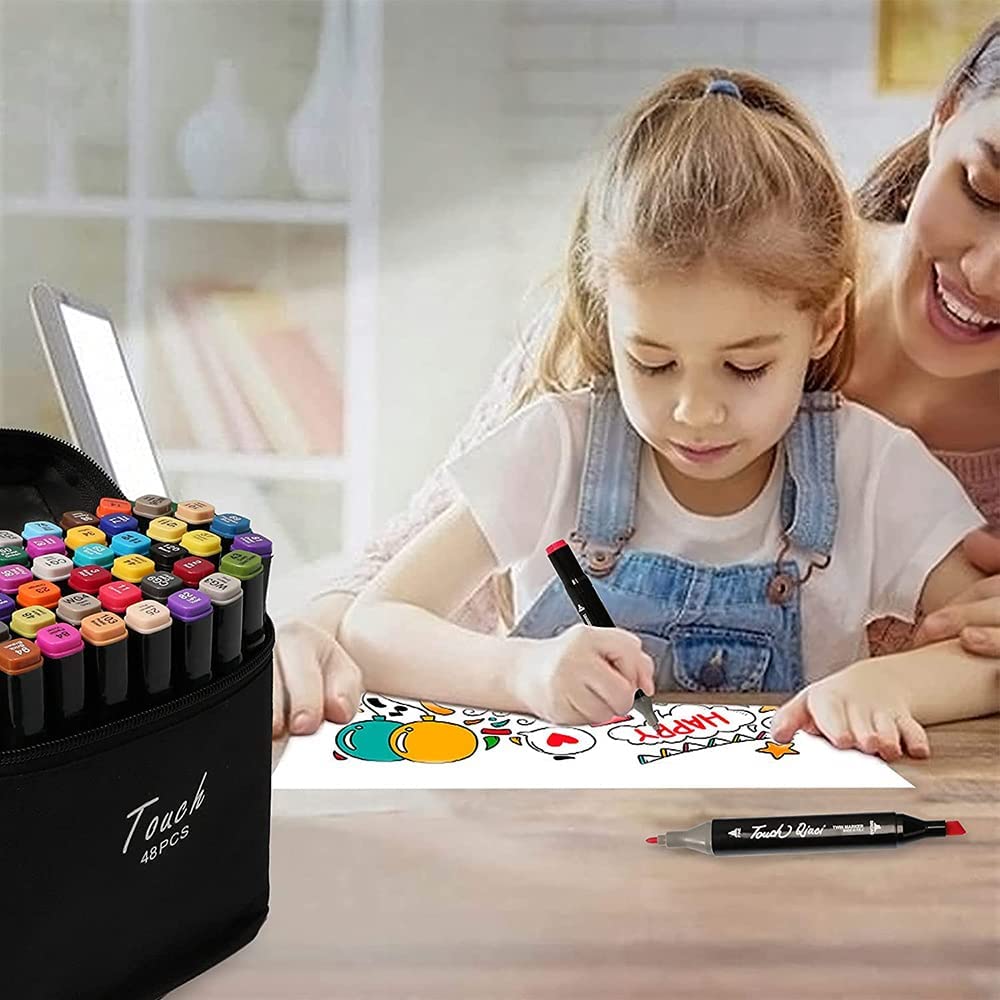 SYGA 168 Graphic Marker Set, Dual Tips Blender Art Markers for Drawing Sketching Coloring Artist Pens and Underlining, Professional Permanent Sketch Markers for Kids and Adult (Multicolor)