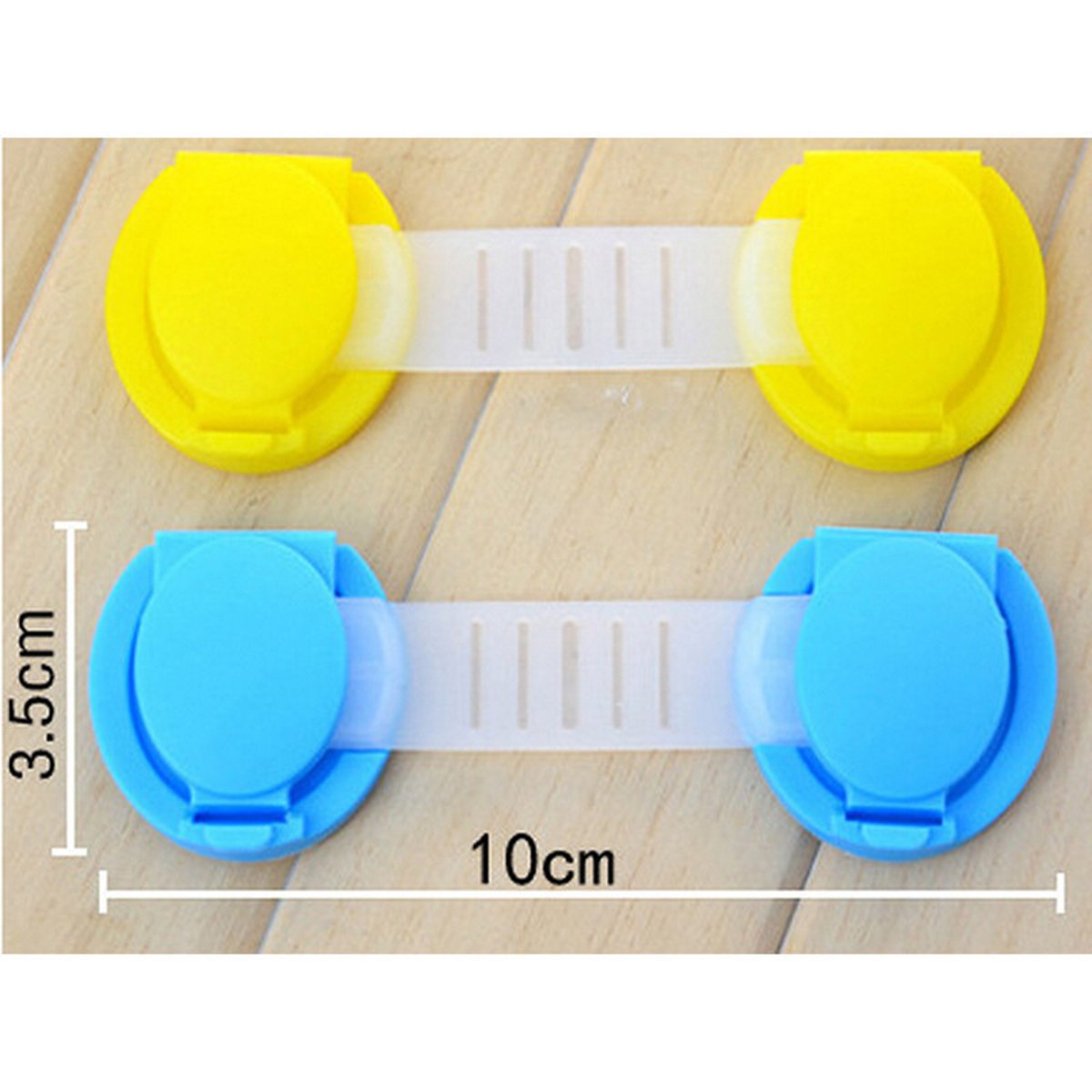 SYGA 4 Pcs Baby Safety Locks | Child Proof Cabinets, Drawers, Appliances, Toilet Seat, Fridge and Oven | Tools Not Required | Uses Dual Adhesive Tape and Latch System (Yellow Lining)