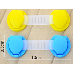 SYGA 4 Pcs Baby Safety Locks | Child Proof Cabinets, Drawers, Appliances, Toilet Seat, Fridge and Oven | Tools Not Required | Uses Dual Adhesive Tape and Latch System (Yellow Lining)