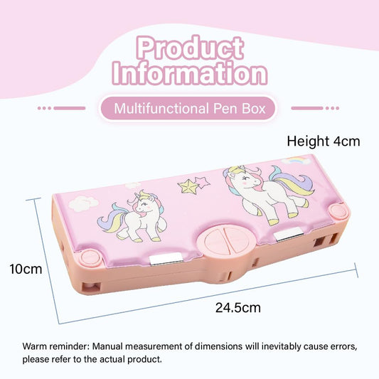 SYGA Children's Compass with Unicorn Design Pencil Box for Boys and Girls, Primary School Students, Multi-Functional (Pink)