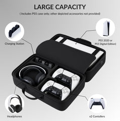 PSS PS5 Travel Bag Briefcase Hard Shell Carrying Case for PS5 Console Protective Storage Bag Shockproof Compatible with PS5 Console/ Controller, Headset, Charging Dock, Games Accessories - Black