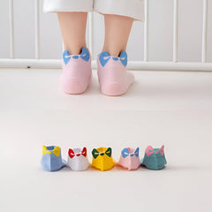 MOMISY 5 Pairs Baby Girl Boys Tube Socks Toddlers Infant Solid Color Boat Spring and Autumn Socks Stretch Baby Sock - Multicolor (IN, Age, 6 Years, 8 Years, Bow)