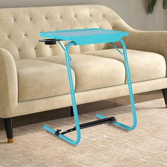 TABLE MAGIC- BADE Multipurpose Laptop Table Mat Finish - Adjustable, Foldable, Portable, Engineered Wood Top with Footrest, Top Size 60 * 45cm (X-Large, Midnight Black)