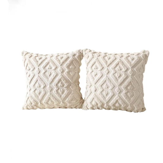 MOMISY Corduroy Cushion Throw Pillow Covers, Diamond, 45 x 45 cm, 18 x 18 inch (2, Beige2)