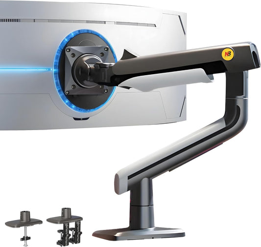 Gadget Wagon 27'' to 50 inch Gaming Monitor-Arm for Flat/Ultrawide/Curved Monitors, Heavy Duty Mount Load up to 18 kg, VESA 75/100 mm Monitor-Mount A5