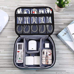 House of Quirk Electronics Accessories Organizer Bag, Universal Carry Travel Gadget Bag for Cables, Plug and More, Perfect Size Fits for Pad Phone Charger Hard Disk (Sky Blue)