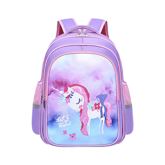 SYGA Kids School Bag Cute Pony Design, Lightweight Backpack for Elementary school students (Light Purple)