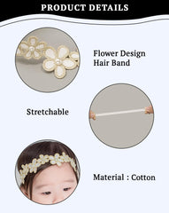 SYGA Baby Girl's Flower Headband Soft & Stretchable Cotton Hairband for Infants, Toddlers, Little Princesses (0-3 Years Gold-06)