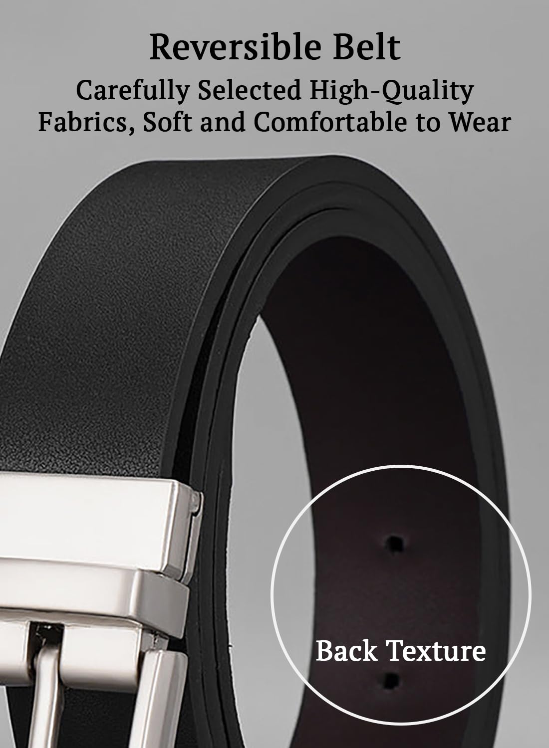 SYGA Men's PU Leather Belt, Casual Plain Pattern,122 cm Length, 3.3 cm Width (Black + Coffee)