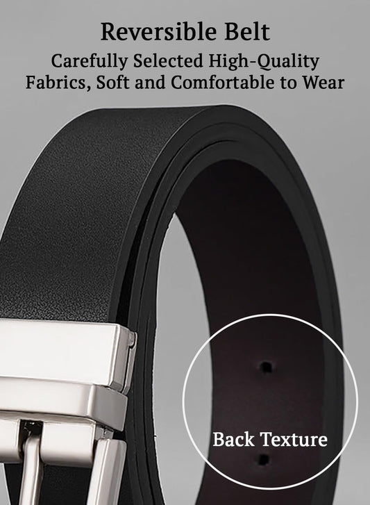 SYGA Men's PU Leather Belt, Casual Plain Pattern,122 cm Length, 3.3 cm Width (Black + Coffee)
