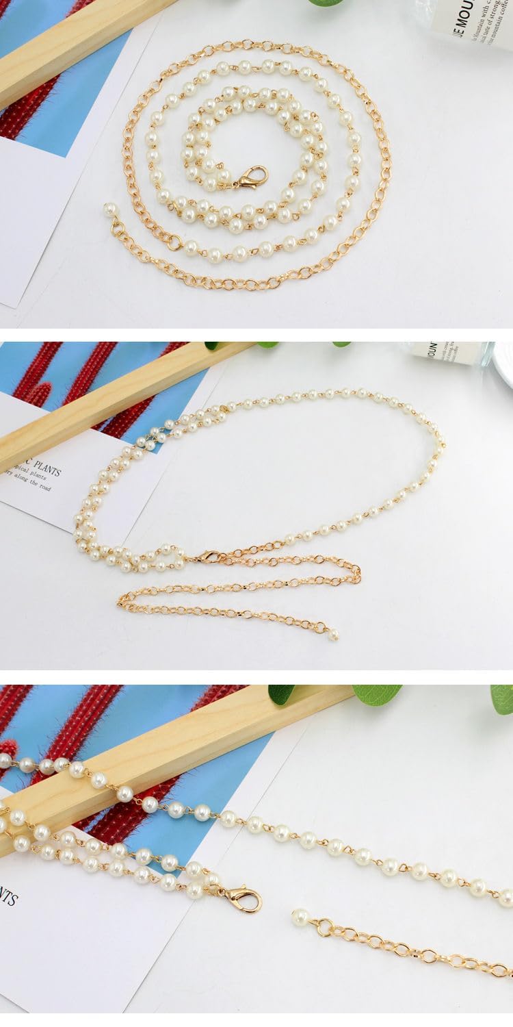 SYGA Pearl Waist Chain Belt Adjustable Decorative Belt Hollowed Tassel Waist Belts Suitable Size for Waist 26-40