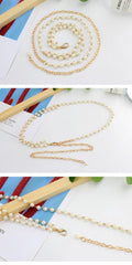 SYGA Pearl Waist Chain Belt Adjustable Decorative Belt Hollowed Tassel Waist Belts Suitable Size for Waist 26-40
