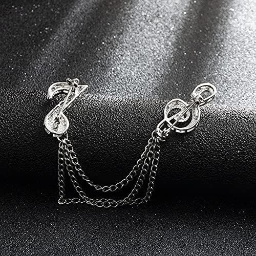 SYGA Men & Women Brooch Music Note Lapel Pin, Gold Plated, Crystal Accents(Silver)