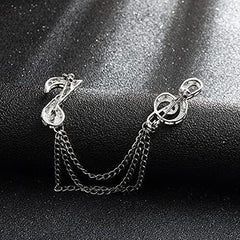 SYGA Men & Women Brooch Music Note Lapel Pin, Gold Plated, Crystal Accents(Silver)