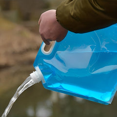 Syga 5 Liters Portable Collapsible Water Storage Tank With Valve Water Container Water Carrier Lifting Bag Camping Hiking Survival Kit Tool, Blue - Plastic