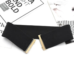 SYGA Women's Bamboo Pattern Buckle Elastic Girdle Waistband Outer Dress Decorative Belt (Black)