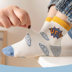 SYGA 5 Pairs Baby Girl & Baby Boy Socks, Toddlers Infant Cotton Stretch Crew Socks with Space Design, Suitable for 9 Months to 2 Years baby