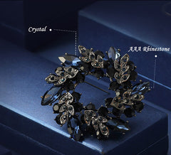 SYGA Brooch Pin Fashion Crystal Rhinestone Jewellery Pin Vintage Accessories Decoration Clothing Bouquet Brooches for Bridal Women Girl (BLUE-CIRCLE)