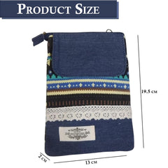 MOMISY Small Crossbody Mobile Sling Bag for Women |Stylish Phone Pouch with Detachable & Adjustable Strap |Mobile Purse|Versatile Cell Phone Pouch for Girls | Ideal Gift For Woman (Ethnic-Blue)