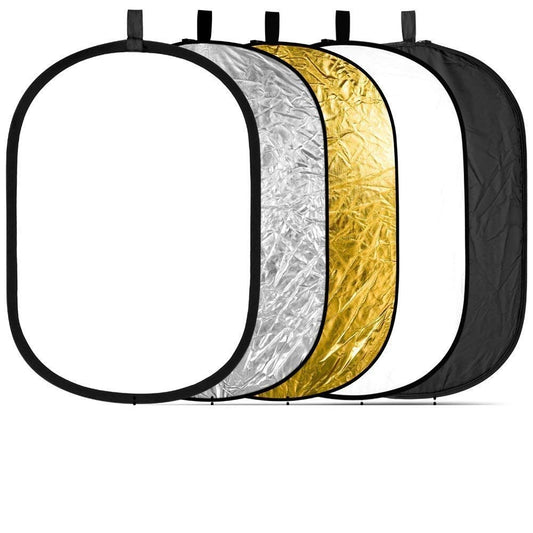 SYGA Oval Shape 5-in-1 Collapsible Multi-Disc Light Reflector with Bag - Translucent, Silver, Gold, White and Black(100cm*150cm)