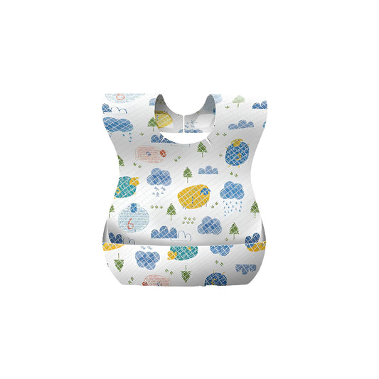 MOMISY Disposable Baby Bibs, 20 Pack Soft Travel Bibs for Feeding Infants, Use and Throw Bibs, Toddler Drool Burp Apron, 3 Layer Absorbent Waterproof Bib with 3D Crumb Catcher