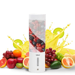 Libra Portable Blender for Smoothies & Juices â€“ USB Rechargeable Blender Juicer with 6 Blades, 450ml Capacity, 4000mAh Battery, 200W Motor, Waterproof Portable Juicer for Travel, Gym & Office (White)