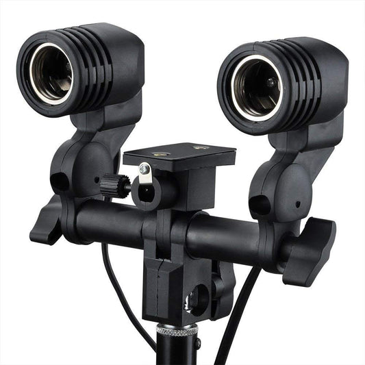 SYGA Double E27 AC Swivel Socket Umbrella Bracket Flash Lamp Bulb Holder