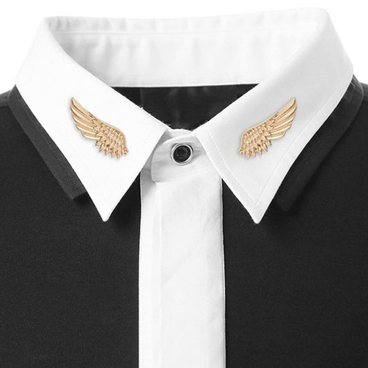 SYGA Fashion Shirt Collar Buckle Brooch High-end Punk Wing Collar Pin Retro Jewelry Clothes Accessories - Gold